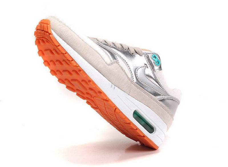 Nike Air Max 1 87 fourrure Chaussures Femmes d Argent Blanc (2)